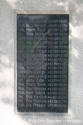 Gedenktafel mit den Namen der Gefallenen des Ersten Weltkrieges in Kakau