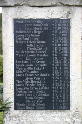 Die Gedenkstätte für die Gefallenen des Ersten Weltkrieges in Schleesen
