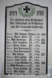 Gedenktafel an die Gefallenen des Ersten Weltkrieges in der Kirche Goltewitz