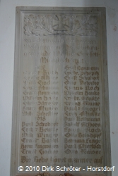 Gedenktafel für die Gefallenen des Ersten Weltkrieges aus Wörlitz und Griesen in der Kirche in Wörlitz