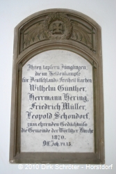 Gedenktafel für die Gefallenen der Gemeinden Wörlitz und Griesen in der Kirche in Wörlitz