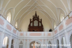 Blick auf die Orgel in der Evangelischen Kirche zu Vockerode