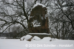 Das Kriegerdenkmal auf dem Nelsonh&uuml;gel in Vockerode am Neujahrstag 2010.