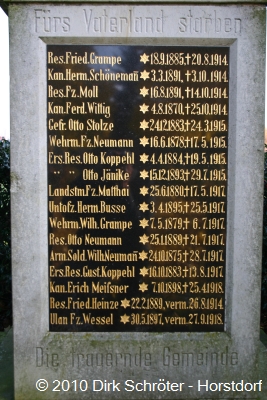 Gedenkstätte in Gohrau - Tafel für die Gefallenen des Ersten Weltkrieges