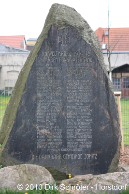 Gedenkstein für die Gefallenen des I. Weltkrieges in aus der Gemeinde Jonitz