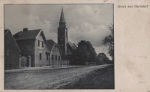 Historische Postkarte aus Horstdorf mit Blick auf die Kirche und die Schule